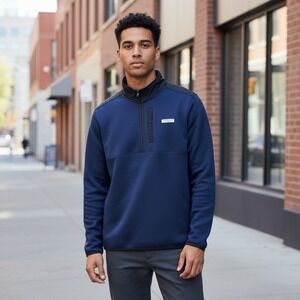 Vineyard Vines Mountain Men's Large Quarter Zip Sweater Pullover‎ Fleece Navy